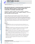 Cover page: Measuring the intensity of community programs and policies for preventing childhood obesity in a diverse sample of US communities: the Healthy Communities Study.