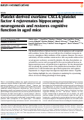 Cover page: Platelet-derived exerkine CXCL4/platelet factor 4 rejuvenates hippocampal neurogenesis and restores cognitive function in aged mice.