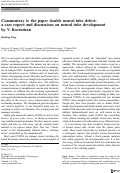 Cover page: Commentary to the paper double neural tube defect: a case report and discussions on neural tube development by V. Ravindran