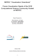 Cover page: NERSC Visualization Greenbook-Future Visualization Needs of the DoE Computational Science Community hosted at NERSC