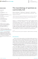 Cover page: The neurobiology of openness as a personality trait.