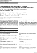 Cover page: Anti-Inflammatory and Anti-Oxidative Nutrition in Hypoalbuminemic Dialysis Patients (AIONID) study: results of the pilot-feasibility, double-blind, randomized, placebo-controlled trial.