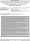 Cover page: Blunt Abdominal Trauma Patients Are at Very Low Risk for Intra-Abdominal Injury after Emergency Department Observation