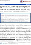 Cover page: Minocycline Fails to Modulate Cerebrospinal Fluid HIV Infection or Immune Activation in Chronic Untreated HIV-1 Infection: Results of a Pilot Study