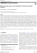 Cover page of Effect of particle shape on cyclic liquefaction resistance of granular materials