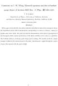 Cover page: Comment on C. W. Wong, Maxwell equations and the redundant gauge degree of freedom 2009 Eur. J. Phys. 30, 1401-1416