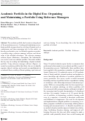 Cover page: Academic Portfolio in the Digital Era: Organizing and Maintaining a Portfolio Using Reference Managers