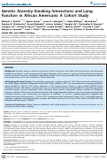 Cover page: Genetic Ancestry-Smoking Interactions and Lung Function in African Americans: A Cohort Study