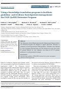 Cover page: Using a knowledge translation program to facilitate guideline‐ and evidence‐based patient management: the PAH‐QuERI Extension Program