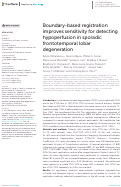 Cover page: Boundary-based registration improves sensitivity for detecting hypoperfusion in sporadic frontotemporal lobar degeneration.