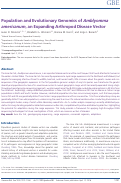 Cover page: Population and Evolutionary Genomics of Amblyomma americanum, an Expanding Arthropod Disease Vector