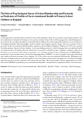 Cover page: The Role of Psychological Sense of School Membership and Postcode as Predictors of Profiles of Socio-emotional Health in Primary School Children in England