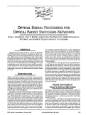 Cover page: Optical signal processing for optical packet switching networks