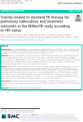 Cover page: Toxicity related to standard TB therapy for pulmonary tuberculosis and treatment outcomes in the REMoxTB study according to HIV status