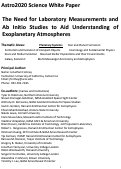 Cover page: The Need for Laboratory Measurements and Ab Initio Studies to Aid Understanding of Exoplanetary Atmospheres