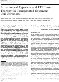 Cover page: Intratumoral Hypericin and KTP Laser Therapy for Transplanted Squamous Cell Carcinoma