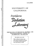 Cover page: PREPARATION OF BIOLOGICAL MATERIAL FOR RADIOAUTOGRAPHIC STUDIES OF INTERMEDIARY METABOLISM