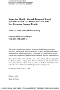 Cover page: Improving Mobility through Enhanced Transit Services: Transit Taxi Service for Areas with Low Passenger Demand Density