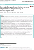 Cover page: Conceptualizing pathways linking women’s empowerment and prematurity in developing countries