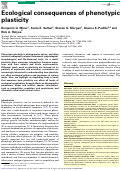 Cover page: Ecological consequences of phenotypic plasticity