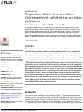 Cover page: Cooperation, decision time, and culture: Online experiments with American and Indian participants