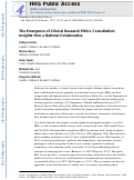 Cover page: The Emergence of Clinical Research Ethics Consultation: Insights From a National Collaborative