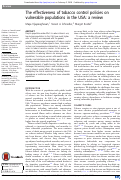 Cover page: The effectiveness of tobacco control policies on vulnerable populations in the USA: a review.