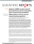 Cover page: Deletion of BMP receptor type IB decreased bone mass in association with compromised osteoblastic differentiation of bone marrow mesenchymal progenitors