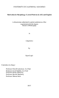 Cover page: Motivation in Morphology : Lexical Patterns in ASL and English