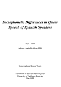 Cover page: Sociophonetic Differences in Queer Speech of Spanish Speakers