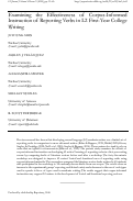 Cover page: Examining the Effectiveness of Corpus-Informed Instruction of Reporting Verbs in L2 First-Year College Writing