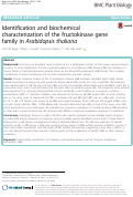 Cover page: Identification and biochemical characterization of the fructokinase gene family in Arabidopsis thaliana