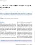 Cover page: Adolescent brain and the natural allure of digital media