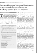 Cover page: Intestinal Lipolysis Mitigates Nonalcoholic Fatty Liver Disease: New Roles for Carboxylesterase 2c in the Intestine