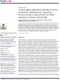 Cover page: Using multiple qualitative methods to inform intervention development: Improving functional status measurement for older veterans in primary care settings.