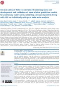 Cover page: Clinical utility of WHO-recommended screening tools and development and validation of novel clinical prediction models for pulmonary tuberculosis screening among outpatients living with HIV: an individual participant data meta-analysis