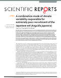 Cover page: A combination mode of climate variability responsible for extremely poor recruitment of the Japanese eel (Anguilla japonica).