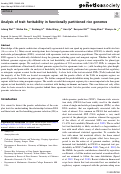 Cover page: Analysis of trait heritability in functionally partitioned rice genomes