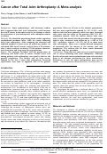 Cover page: Cancer following total joint arthroplasty.