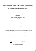 Cover page: Can the United States Keep a Net Zero Promise? A Federal Climate Briefing Book