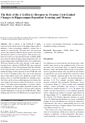 Cover page: The Role of the δ GABA(A) Receptor in Ovarian Cycle-Linked Changes in Hippocampus-Dependent Learning and Memory