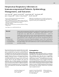 Cover page: Herpesvirus Respiratory Infections in Immunocompromised Patients: Epidemiology, Management, and Outcomes