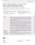 Cover page: Impact of Race, Ethnicity, and Socioeconomic Status on Nasopharyngeal Carcinoma Disease-Specific and Conditional Survival.