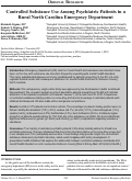 Cover page: Controlled Substance Use Among Psychiatric Patients in a Rural North Carolina Emergency Department