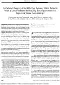 Cover page: Is Cataract Surgery Cost-Effective Among Older Patients With a Low Predicted Probability for Improvement in Reported Visual Functioning?