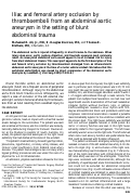 Cover page: Iliac and femoral artery occlusion by thromboemboli from an abdominal aortic aneurysm in the setting of blunt abdominal trauma