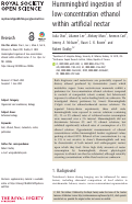 Cover page: Hummingbird ingestion of low-concentration ethanol within artificial nectar.