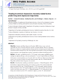 Cover page: Treating Insomnia in Depression: Insomnia Related Factors Predict Long-Term Depression Trajectories