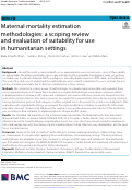 Cover page: Maternal mortality estimation methodologies: a scoping review and evaluation of suitability for use in humanitarian settings.