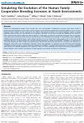 Cover page: Simulating the evolution of the human family: cooperative breeding increases in harsh environments.